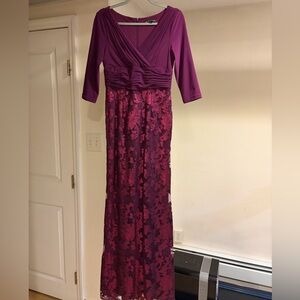 Adrianna Papell Magenta and Burgundy Long Sleeve Dress